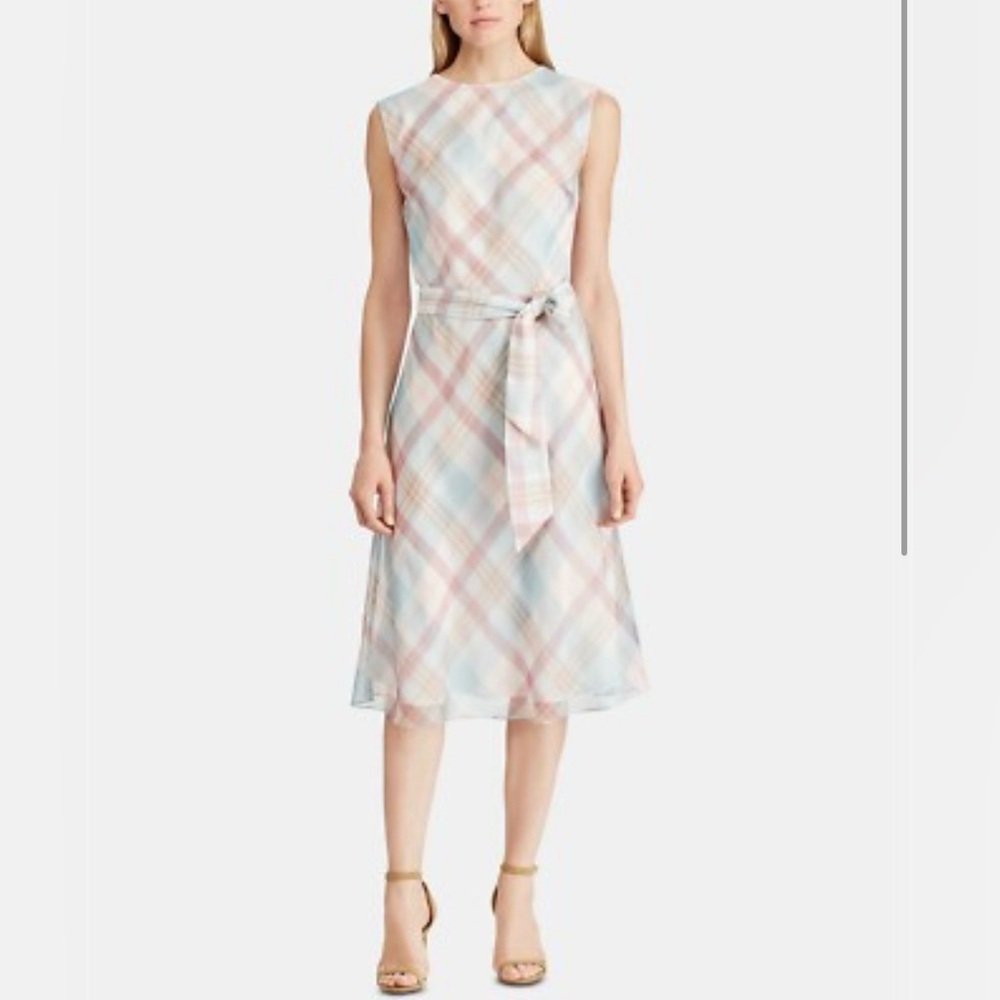 Ralph Lauren Pastel Plaid Midi Dress